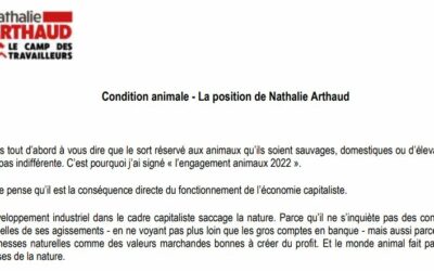 Nathalie Arthaud prend position sur la condition animale